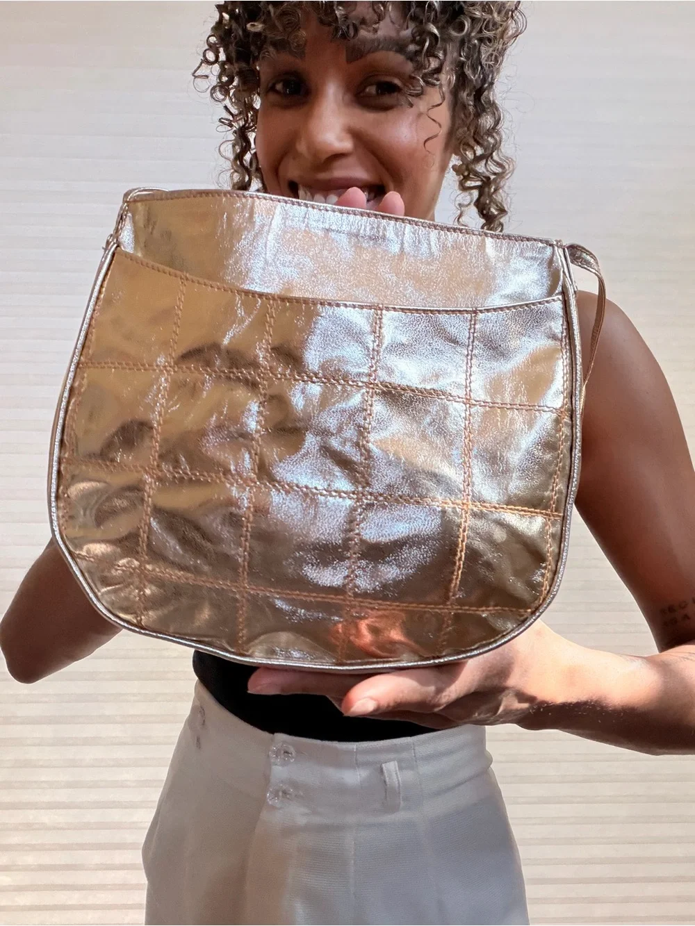 Sirocco Metallic Gold Leather Shoulder Bag